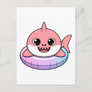 かわいいサメの赤ちゃんと浮き輪   子供 ポストカード
