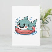 かわいいサメの赤ちゃんと浮き輪 | 子供 招待状 (スタンド正面)