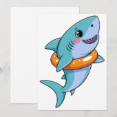 かわいいサメの赤ちゃんと浮き輪 | 子供 招待状 (正面/裏面)