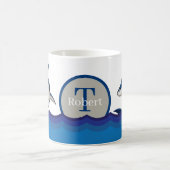 かわいいサメの追加モノグラム コーヒーマグカップ (中央)