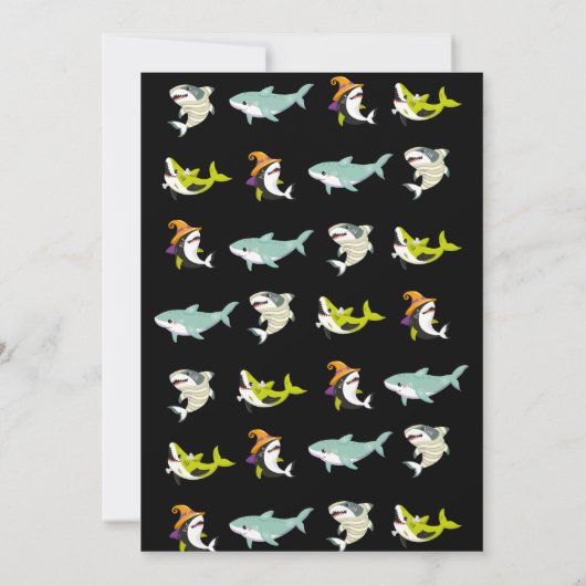 かわいいサメをテーマにした海ハロウィーンの衣装誕生日 招待状 (裏面)