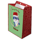 かわいいサメ🦈クリスマスキッズおもしろいすごい海 ミディアムペーパーバッグ (裏面アングル)