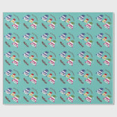 かわいいサメ🦈クリスマスキッズおもしろいすごい海 ラッピングペーパー (フラット)