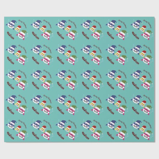 かわいいサメ🦈クリスマスキッズおもしろいすごい海 ラッピングペーパー (フラット)