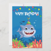 かわいいサメハッピーバースデー水中 招待状 (正面)