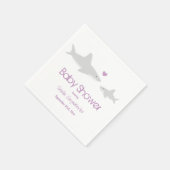 かわいいサメハート紫色の赤ちゃんシャワー スタンダードカクテルナプキン (角)