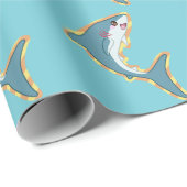 かわいいサメ包み紙 ラッピングペーパー (ロールコーナー)