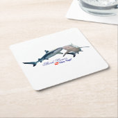 かわいいサメ好きのグラスを撮る スクエアペーパーコースター (アングル)