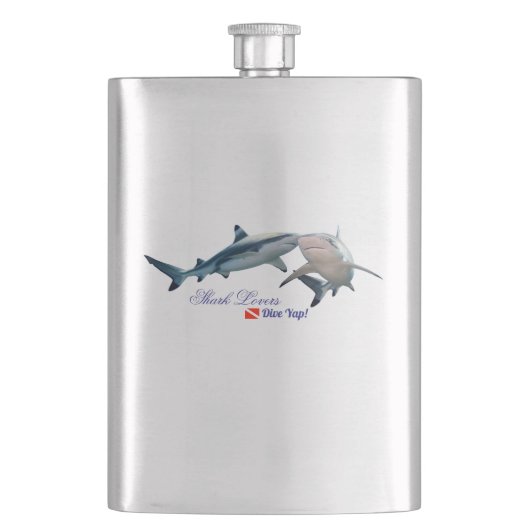 かわいいサメ好きのグラスを撮る フラスク (正面)