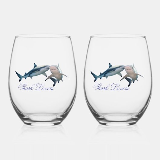 かわいいサメ好き ステムなしワイングラス (正面)