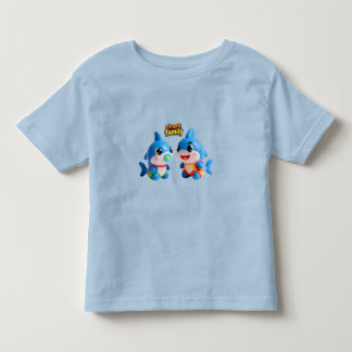 かわいいサメ家族 3D カートゥーン キャラクター かわいいスタイル トドラーTシャツ