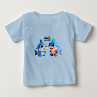 かわいいサメ家族 3D カートゥーン キャラクター かわいいスタイル ベビーTシャツ