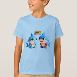 かわいいサメ家族 3D カートゥーン キャラクター かわいいスタイル Tシャツ