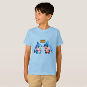 かわいいサメ家族 3D カートゥーン キャラクター かわいいスタイル Tシャツ (正面フル)