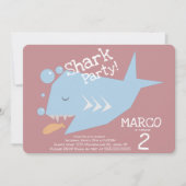 かわいいサメ幾何学魚任意の年齢誕生日赤面 招待状 (正面)