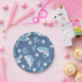 かわいいサメ柄の水中パーティー ペーパープレート (パーティー)