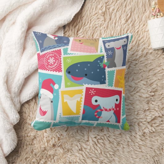 かわいいサメ種のクリスマス クッション (ブランケット)