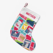 かわいいサメ種のクリスマス スモールクリスマスストッキング (正面 (吊り時))