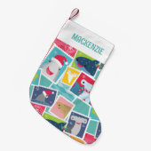 かわいいサメ種のクリスマス スモールクリスマスストッキング (正面 (吊り時))