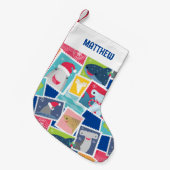 かわいいサメ種のクリスマス スモールクリスマスストッキング (正面 (吊り時))