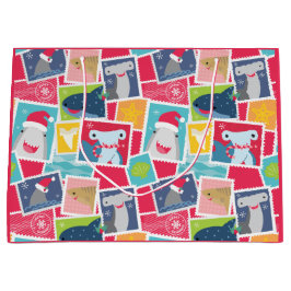 かわいいサメ種のクリスマス ラージペーパーバッグ