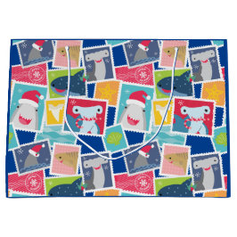 かわいいサメ種のクリスマス ラージペーパーバッグ