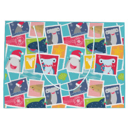 かわいいサメ種のクリスマス ラージペーパーバッグ