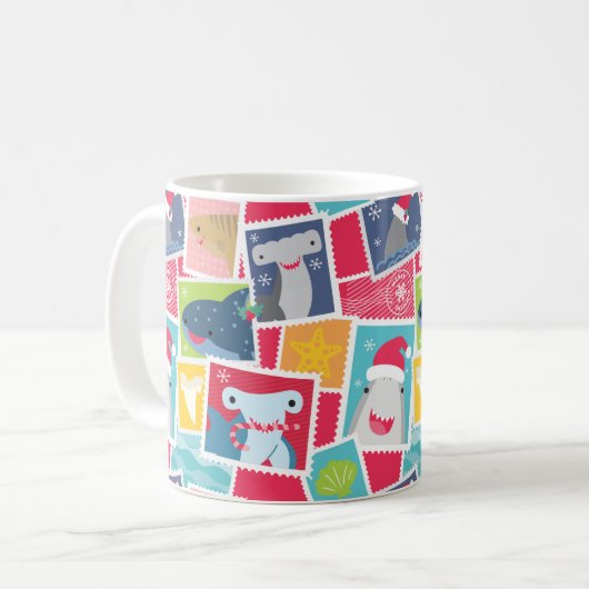 かわいいサメ種クリスマスマグカップ コーヒーマグカップ (正面左)