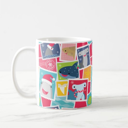 かわいいサメ種クリスマスマグカップ コーヒーマグカップ (左)