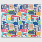 かわいいサメ種クリスマスラッピング紙 ラッピングペーパー (フラット)