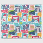 かわいいサメ種クリスマスラッピング紙 ラッピングペーパー (フラット)