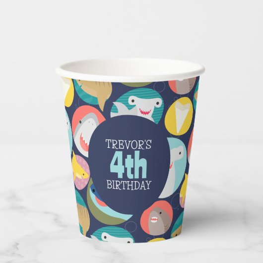 かわいいサメ種誕生日 紙コップ (正面)