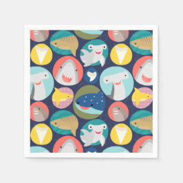 かわいいサメ種 スタンダードカクテルナプキン