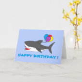 かわいいサメ誕生日カード カード (黄色い花)