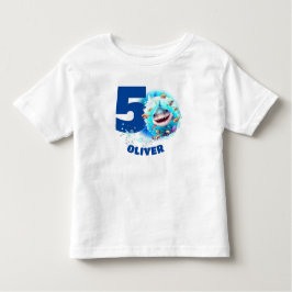 かわいいサメ誕生日ネームボーイ トドラーTシャツ