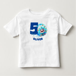 かわいいサメ誕生日ネームボーイ トドラーTシャツ