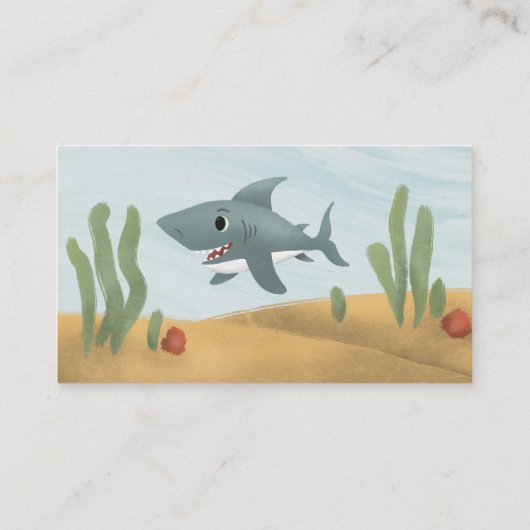 かわいいサメ赤ちゃんシャワーおむつラッフル エンクロージャーカード (裏面)