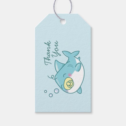 かわいいサメ赤ちゃんシャワーかわいいありがとう ギフトタグ (正面)