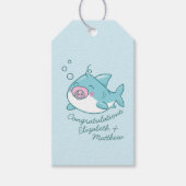 かわいいサメ赤ちゃんシャワーかわいいピンクガール ギフトタグ (正面)