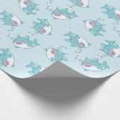 かわいいサメ赤ちゃんシャワーかわいいピンクガール ラッピングペーパー (角)