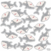 かわいいサメ餌漫画サメキャラクタービニール シール (正面)