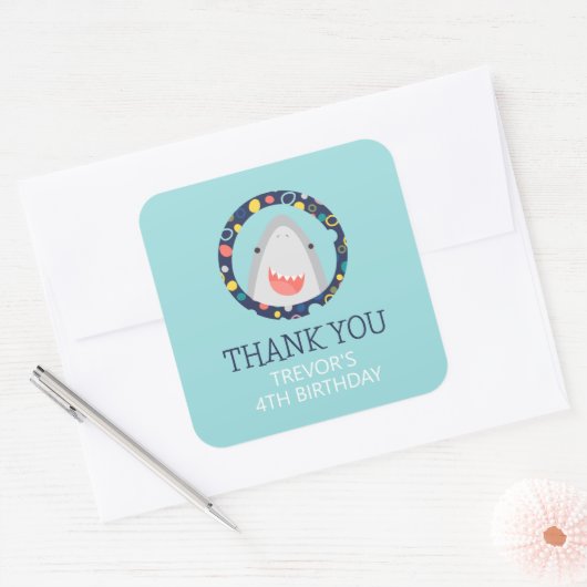 かわいいサメ スクエアシール (封筒)