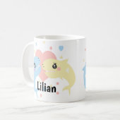 かわいいサメ ビーチ 子供 名前 コーヒーマグカップ (正面左)