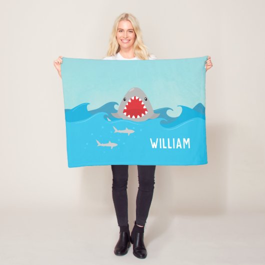 かわいいサメ(水) |少年 フリースブランケット (インサイチュ)