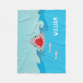 かわいいサメ(水) |少年 フリースブランケット (正面)