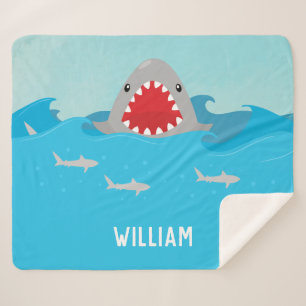 かわいいサメ(水) 男の赤ちゃん シェルパブランケット
