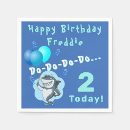 かわいいサメ |青いバルーン誕生日 スタンダードカクテルナプキン