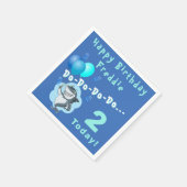 かわいいサメ |青いバルーン誕生日 スタンダードカクテルナプキン (角)