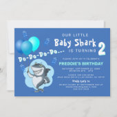 かわいいサメ | 青い風船の誕生日 招待状 (正面)