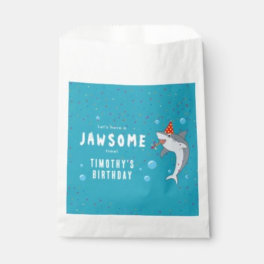 かわいいサメin海子供の誕生日パーティー フェイバーバッグ (正面)